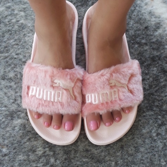 fenty fur slides pink